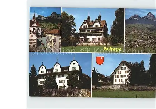AK / Ansichtskarte Schwyz Ital Reding Haus Haus Benziger Schmiedgasse  Kat. Schwyz