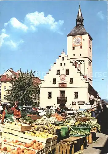 AK / Ansichtskarte Deggendorf Donau Rathaus und Markt Kat. Deggendorf