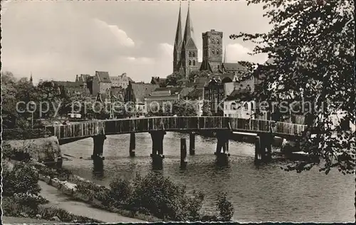 AK / Ansichtskarte Luebeck Malerwinkel Kirche Bruecke Kat. Luebeck