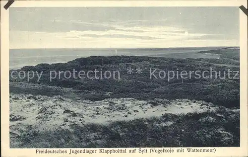 AK / Ansichtskarte Insel Sylt Freideutsches Jugendlager Klappholttal Vogelkoje mit Wattenmeer Kat. Westerland