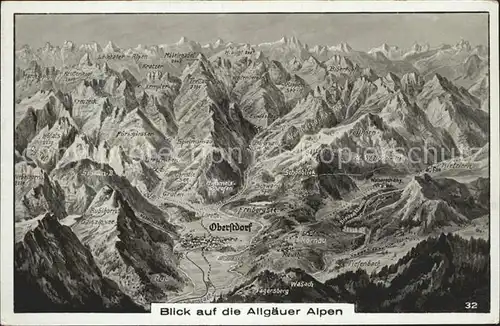 AK / Ansichtskarte Oberstdorf Blick auf die Allgaeuer Alpen Panoramakarte Nr 32 Kat. Oberstdorf