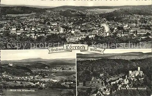 AK / Ansichtskarte Loerrach Panorama Wiesental Roetteler Schloss Fliegeraufnahme Kat. Loerrach