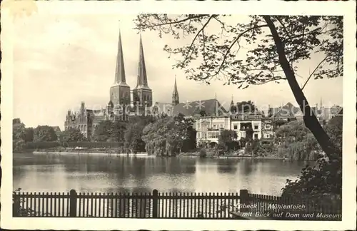 AK / Ansichtskarte Luebeck Muehlenteich mit Blick auf Dom und Museum Kat. Luebeck