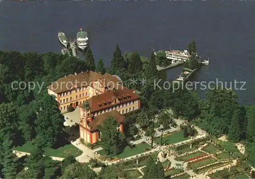 AK / Ansichtskarte Insel Mainau Fliegeraufnahme Schloss Kirche Rosengarten Kat. Konstanz Bodensee