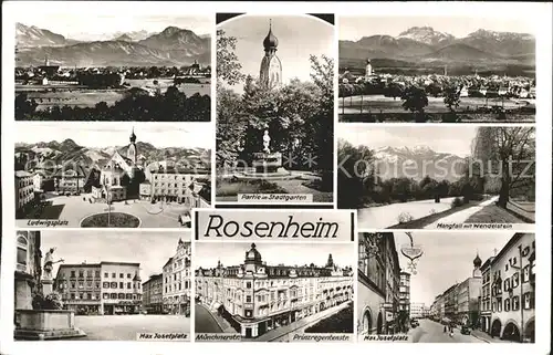 AK / Ansichtskarte Rosenheim Bayern Partie im Stadtgarten Max Josefplatz Ludwigsplatz Panorama Kat. Rosenheim