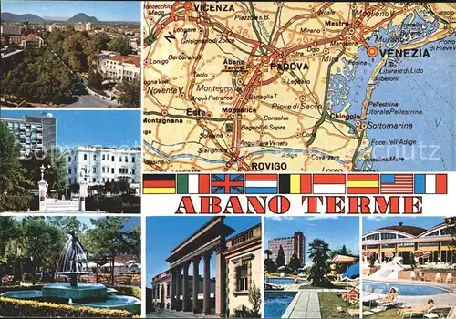 AK / Ansichtskarte Abano Terme Terme Euganee Stazione di cura e soggiorno Thermalbad Landkarte Flaggen Kat. Abano Terme