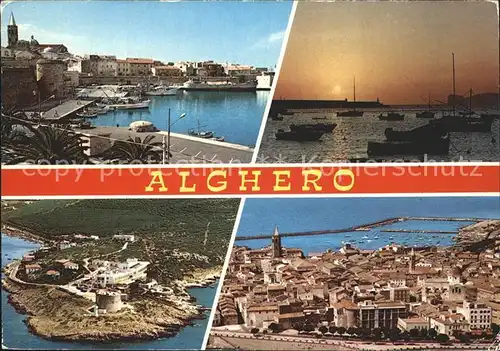 AK / Ansichtskarte Alghero Hafen Sonnenuntergang Fliegeraufnahme Kat. Alghero