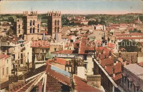 AK / Ansichtskarte Montpellier Herault Vue generale Tours de la Cathedrale Saine Pierre Kat. Montpellier