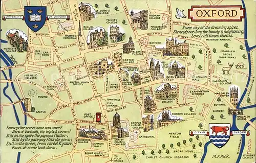 AK / Ansichtskarte Oxford Oxfordshire Stadtkarte Kat. Oxford