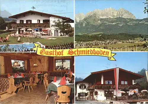 AK / Ansichtskarte Oberndorf Tirol Gasthof Schmiedboden Swimmingpool Panorama Gastraum Kat. Oberndorf in Tirol
