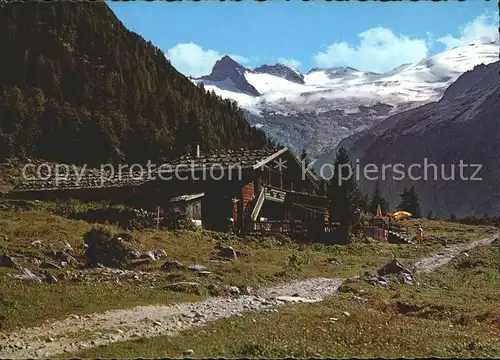 AK / Ansichtskarte Habachtal Alpengasthof Enzian mit Habachkees und Schwarzkopf Kat. Oesterreich