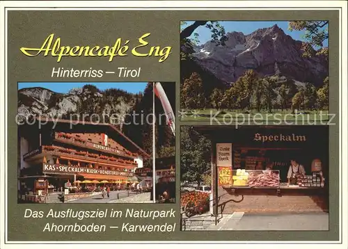 AK / Ansichtskarte Hinterriss Tirol Alpencafe Eng Karwendel Speckalm Stand Kat. Vomp