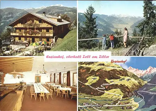 AK / Ansichtskarte Zell Ziller Tirol Alpengasthof Enzianhof Speisesaal Panoramakarte Kat. Zell am Ziller