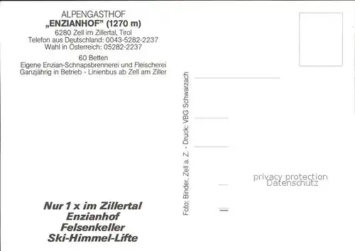 AK / Ansichtskarte Zell Ziller Tirol Alpengasthof Enzianhof Speisesaal Panoramakarte Kat. Zell am Ziller