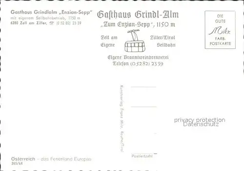 AK / Ansichtskarte Zell Ziller Tirol Gasthaus Grindalm Enzian Sepp Seilbahn Kat. Zell am Ziller