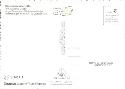 AK / Ansichtskarte Leutasch Haemmermoosalm im Leutascher Gaistal mit Wegkreuz und Wetterstein Kat. Leutasch Tirol