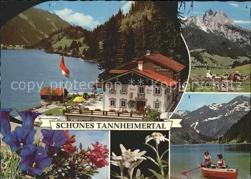 AK / Ansichtskarte Tannheim Tirol HOtel Alpenhof Haldensee Rotflueh Gimpel Vilsalpsee mit Rauhorn Kat. Tannheim
