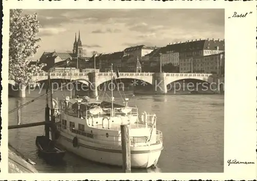 AK / Ansichtskarte Foto Gutermann Basel Bruecke Motorschiff  Kat. Loerrach