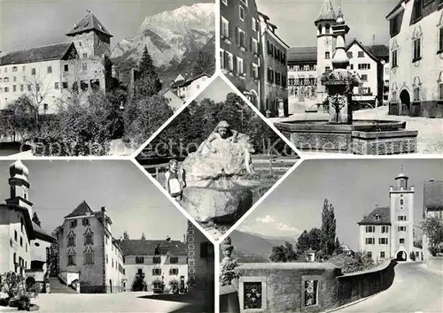 AK / Ansichtskarte Maienfeld Schloss Markt Brunnen Skulptur Kat. Maienfeld