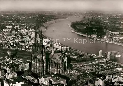 AK / Ansichtskarte Koeln Rhein Fliegeraufnahme mit Dom Kat. Koeln