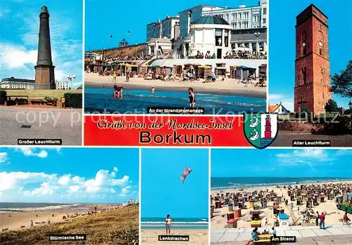 AK / Ansichtskarte Borkum Nordseebad Alter Grosser Leuchtturm Strand  Kat. Borkum