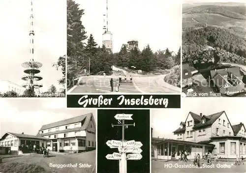 AK / Ansichtskarte Grosser Inselsberg Fernsehturm Berggasthof Stoehr Gaststaette Stadt Gotha Kat. Brotterode