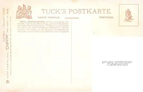 AK / Ansichtskarte Verlag Tucks Oilette Nr. 187 B Mainz Stephanskirche Charles E. Flower  Kat. Verlage