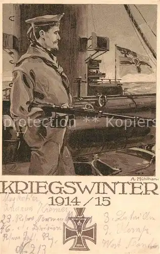 AK / Ansichtskarte Marine WK1 Kriegswinter Kuentlerkarte A. Muehlhan Kriegshilfe Hamburg Eilbeck Kat. WK1