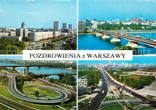 AK / Ansichtskarte Warschau Masowien Stadtansichten Autobahn Bruecke Kat. Warschau