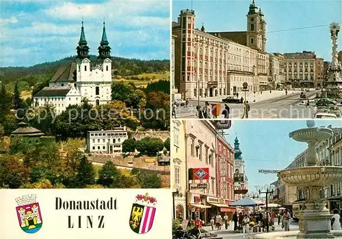 AK / Ansichtskarte Linz Donau Poestlingberg Basilika Hauptplatz Pestsaeule Taubenmarkt Fussgaengerzone Brunnen Kat. Linz