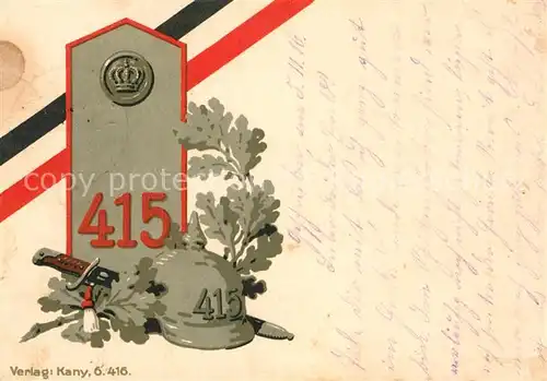 AK / Ansichtskarte Regimente Regiment 415 Stahlhelm Schwert Eichenlaub Schwarz Weiss Rot  Kat. Regimente
