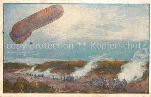 AK / Ansichtskarte Zeppelin Fesselballon Artilleriewirkung Prof. Hans Rudolf Schulze Luftflotte Kat. Flug