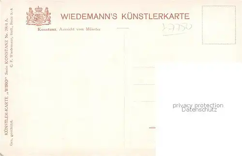 AK / Ansichtskarte Verlag Wiedemann WIRO Nr. 2904 A Konstanz Aussicht vom Muenster  Kat. Verlage