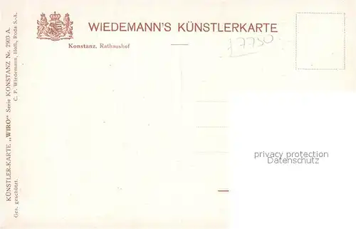 AK / Ansichtskarte Verlag Wiedemann WIRO Nr. 2903 A Konstanz Rathaushof  Kat. Verlage