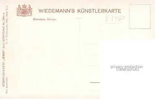 AK / Ansichtskarte Verlag Wiedemann WIRO Nr. 2906 A Konstanz Muenster  Kat. Verlage