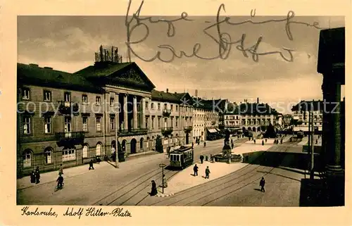 AK / Ansichtskarte Strassenbahn Karlsruhe A. H. Platz  Kat. Strassenbahn