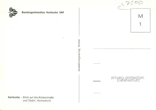 AK / Ansichtskarte Bundesgartenschau Karlsruhe Kaiserstrasse Technische Hochschule  Kat. Expositions