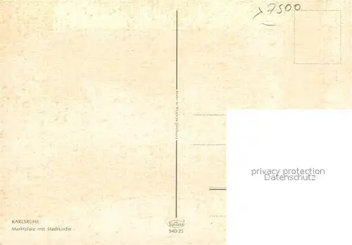 AK / Ansichtskarte Strassenbahn Karlsruhe Marktplatz Stadtkirche  Kat. Strassenbahn