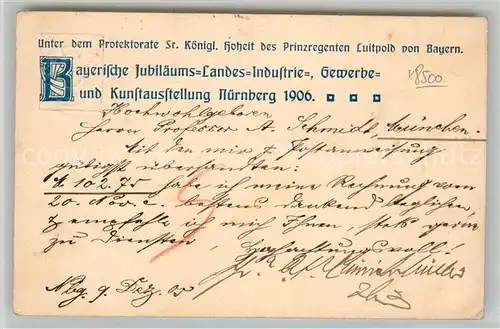AK / Ansichtskarte Ausstellung Bayr Landes Nuernberg 1906  Kat. Expositions