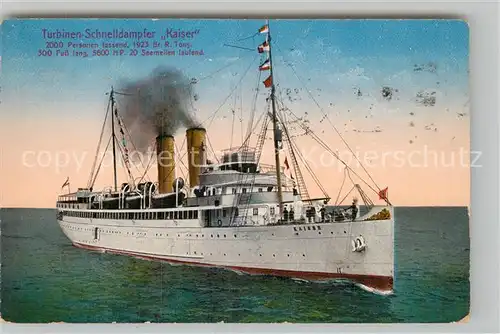 AK / Ansichtskarte Dampfer Oceanliner Turbinen Schnelldampfer Kaiser  Kat. Schiffe