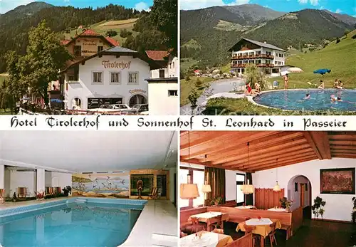 AK / Ansichtskarte St Leonhard Passeier Hotel Tiroler Hof Hallenbad Gaststube Freibad Kat. St Leonhard in Passeier Suedtirol