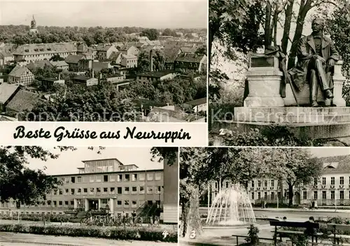 AK / Ansichtskarte Neuruppin Fontane Denkmal Karl Marx Platz Poliklinik  Kat. Neuruppin