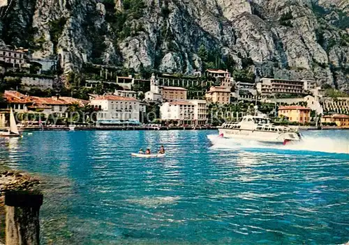 AK / Ansichtskarte Limone Lago di Garda Hotel Cristina Motorboot Gardasee