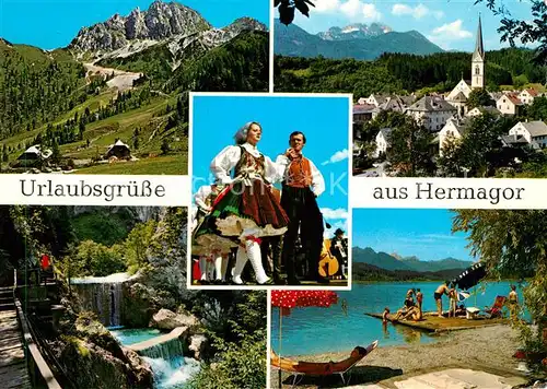 AK / Ansichtskarte Hermagor Kaernten Watschinger Alm Gartenkofel Trachten Garnitzenklamm  Kat. Hermagor Pressegger See