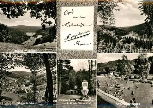 AK / Ansichtskarte Heigenbruecken Baechles Wiesental Lohrgrundtal Heigenbruecken Ehrenmal Schwimmbad Kat. Heigenbruecken