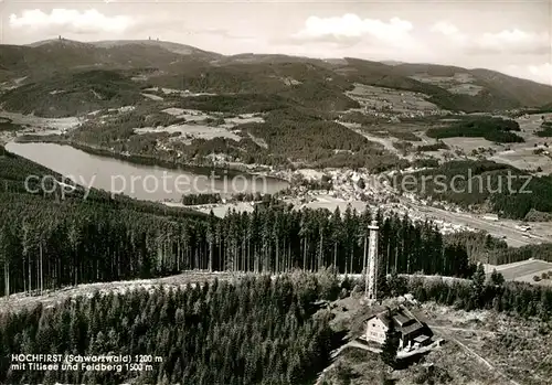 AK / Ansichtskarte Hochfirst Berg Fliegeraufnahme mit Titisee und Feldberg Kat. Lenzkirch