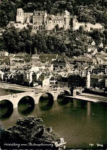 AK / Ansichtskarte Heidelberg Neckar Blick vom Philosophenweg mit Schloss Kat. Heidelberg