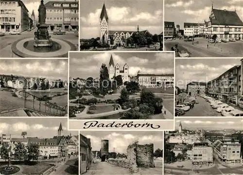 AK / Ansichtskarte Paderborn Brunnen Kirche Marktplat Burgruine Kat. Paderborn