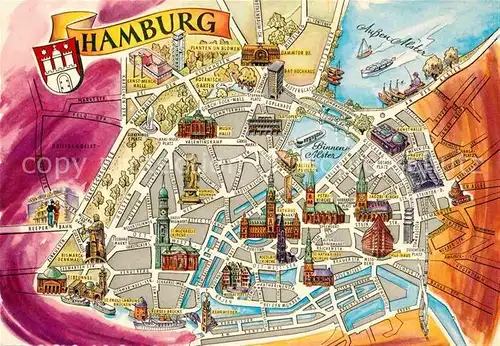 AK / Ansichtskarte Hamburg Stadtkarte Kat. Hamburg