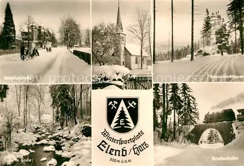 AK / Ansichtskarte Elend Harz Schnarcherklippen Brockenbahn Bode Bahnhofstrasse  Kat. Elend Harz